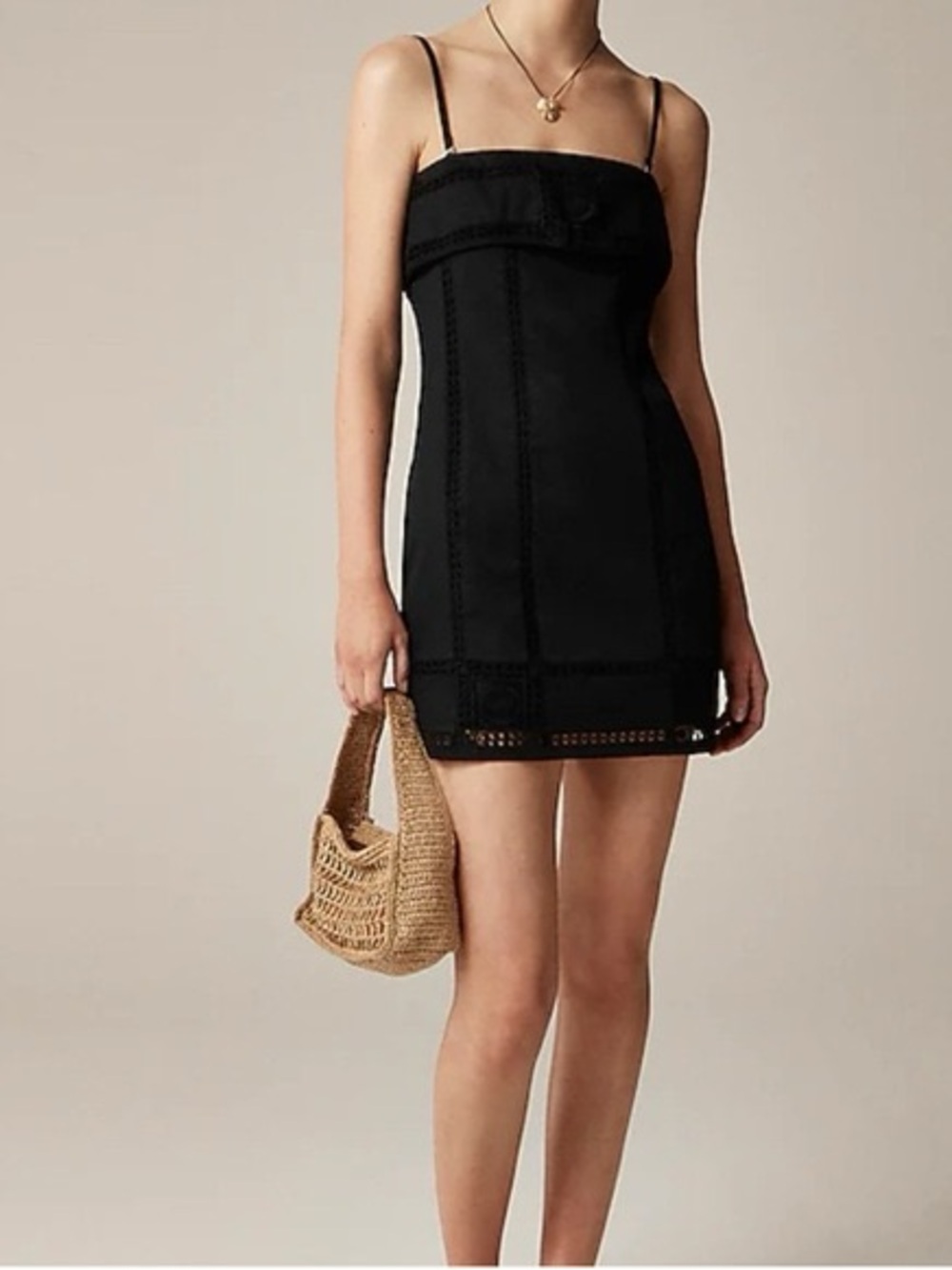JCrew Crochet-panel mini dress with removable straps - Picture 2 of 6